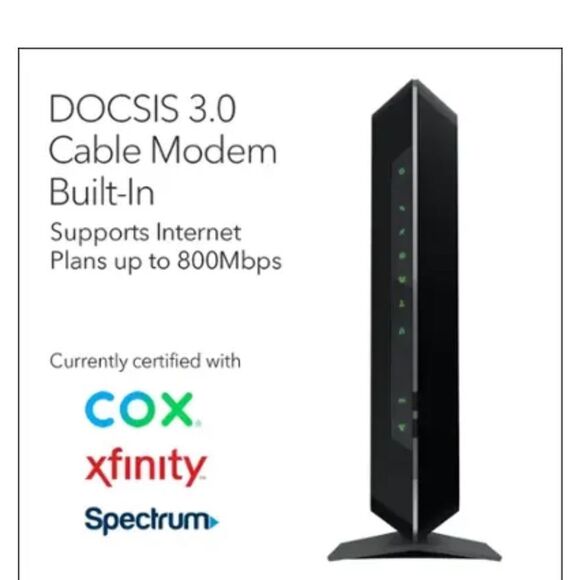 NETGEAR Black Modem-Router Combo with Sleek Design - Picture 3 of 12